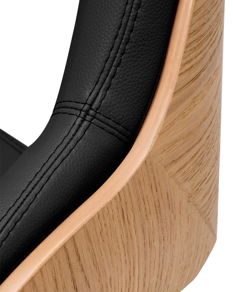 Thea Wood - Black wooden hairdressing chair - Chrome cross foot