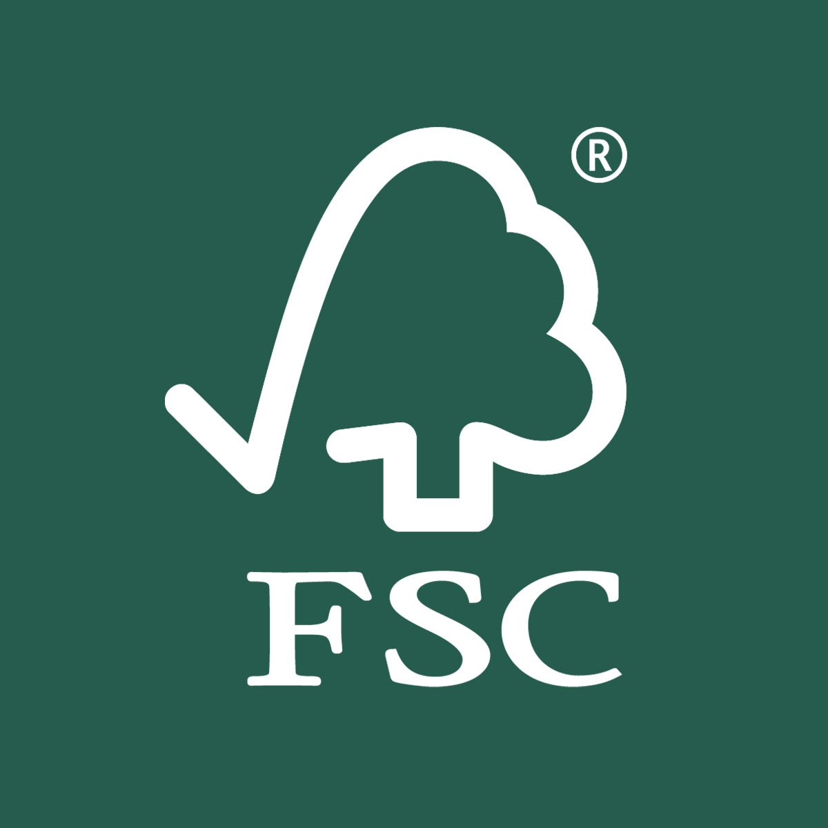 FSC logo. Hvid på grøn baggrund.