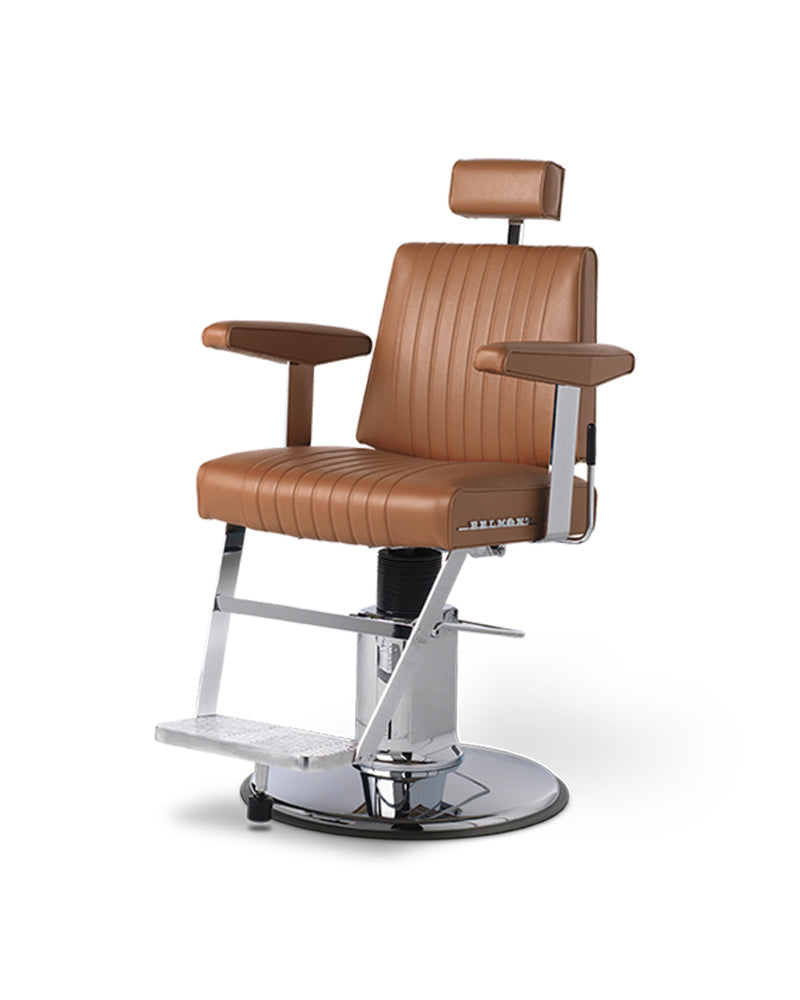 Dainty - Cognac barber chair in stainless steel