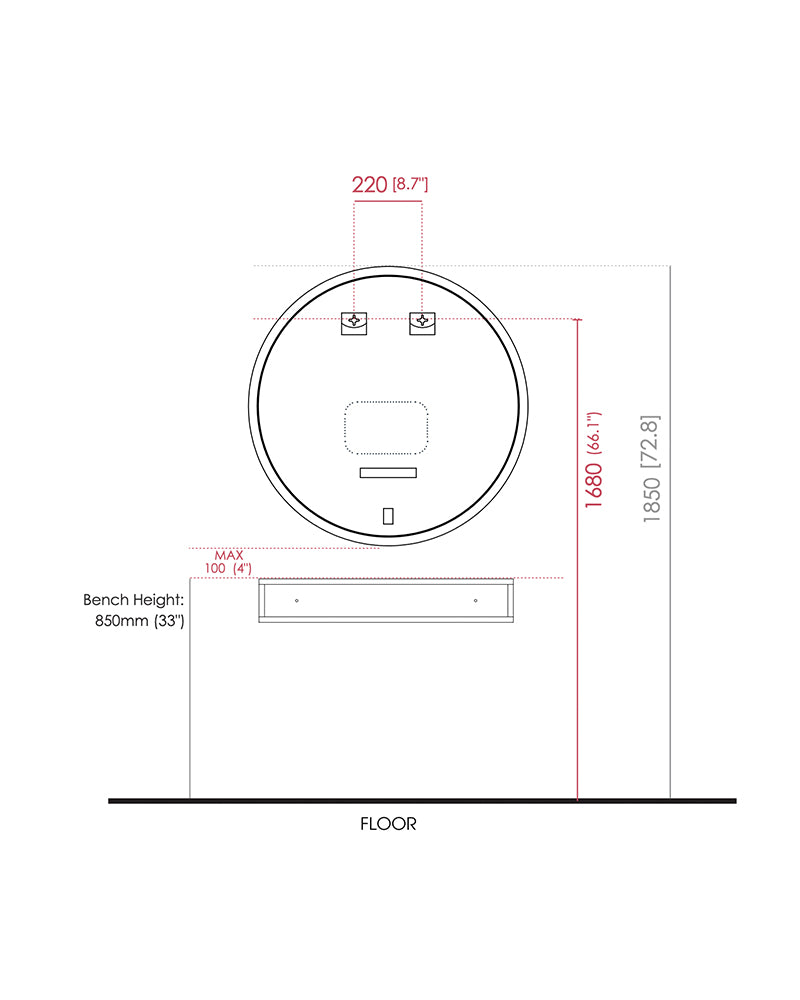 Circa LED - Round hairdressing mirror - With dimming