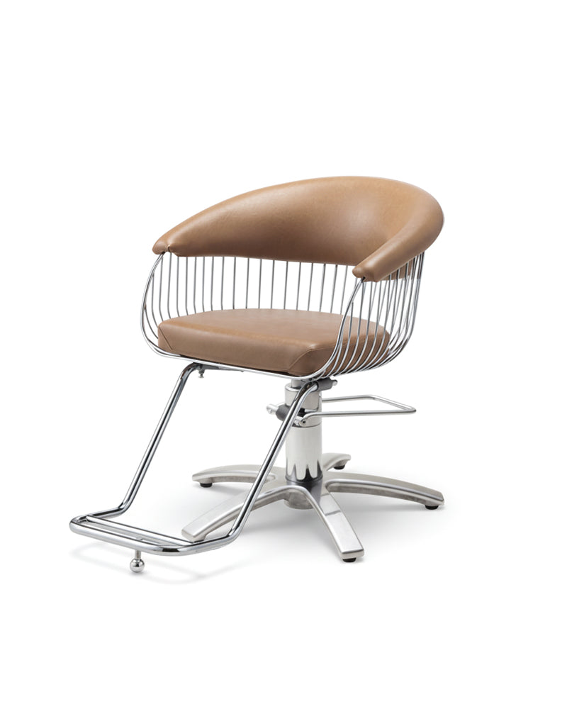 Harp - Light brown hairdressing chair - Chrome cross foot