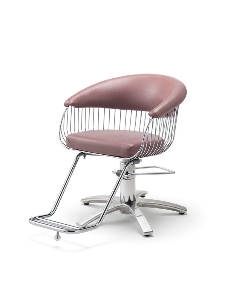 Harp - Pink hairdresser's chair - Chrome cross foot