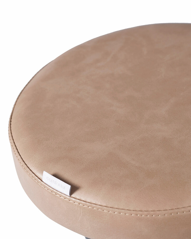 Round Blush - Brown cutting chair - Chrome cross foot