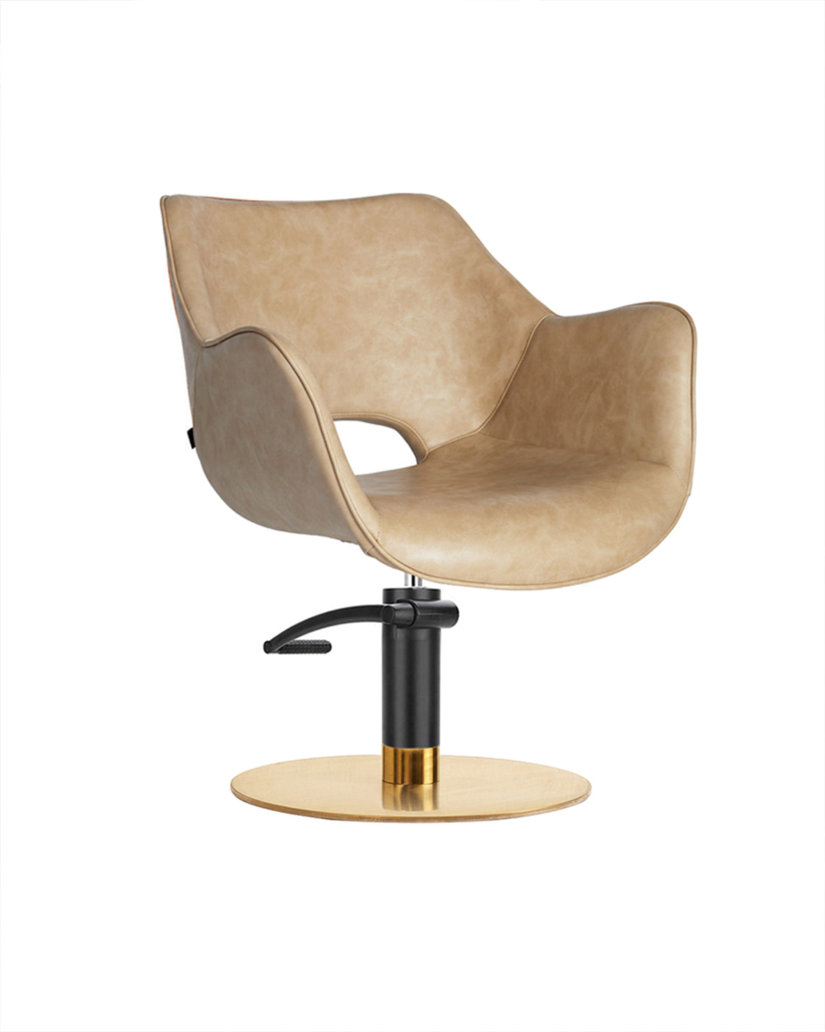 Chloe Sand - Beige Hairdressing chair - Black pump - Brass round base