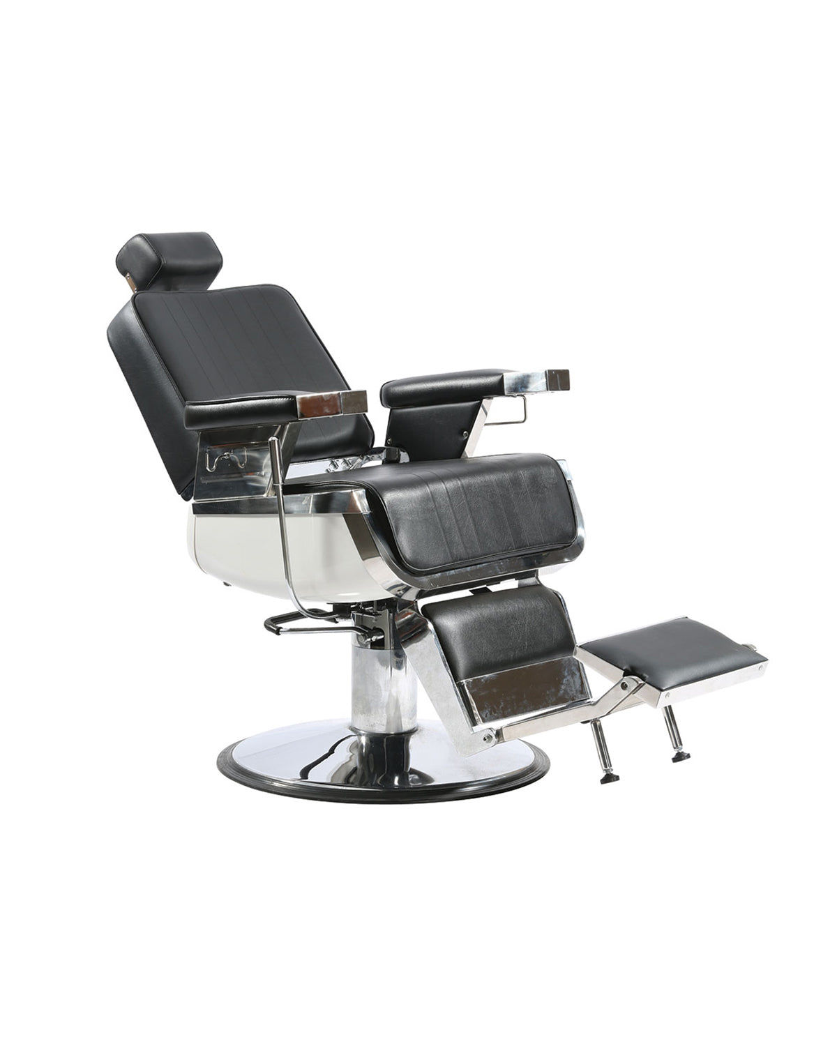 Bart - Black barber chair with chrome round base