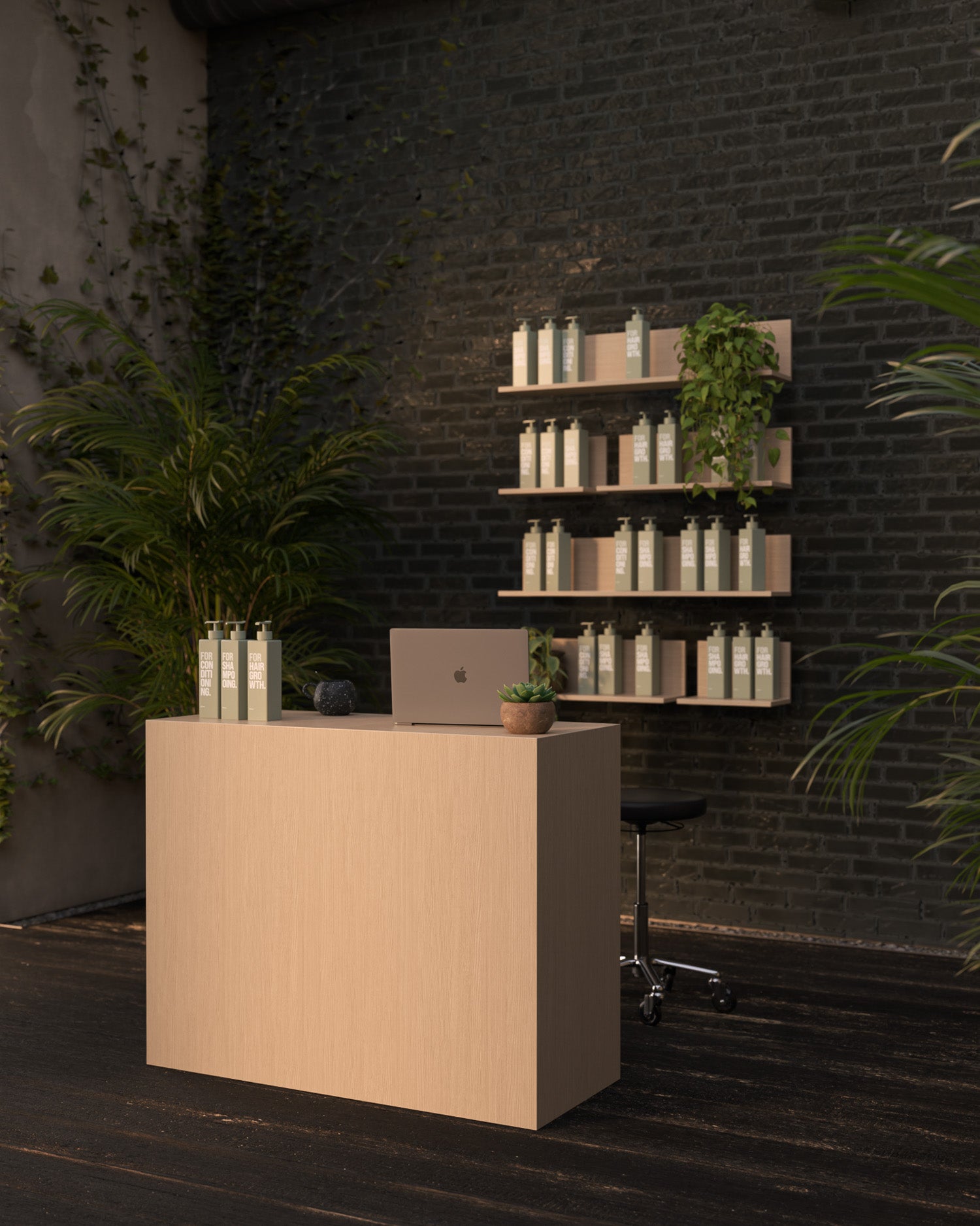 Welcome - Reception counter in oak pattern - 110cm