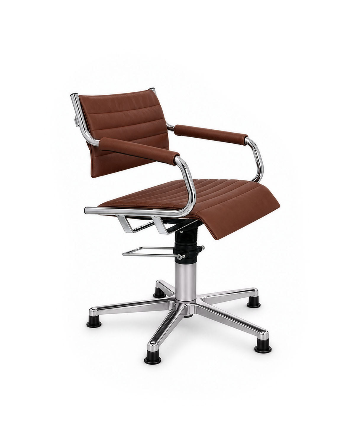 Greiner 59 - Brown styling chair with chrome cross base