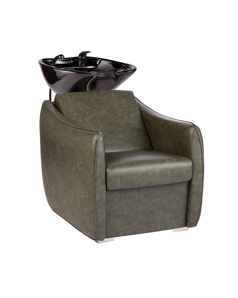 Hazel Sage - Green washing unit - Black basin