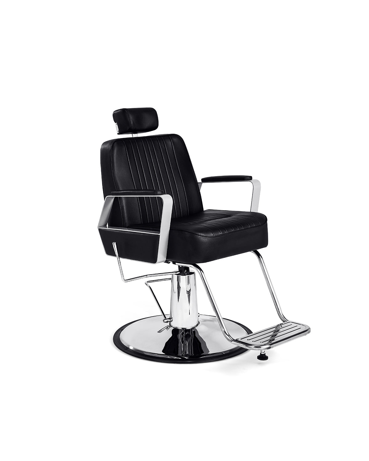 Joey - Black barber chair with chrome round base