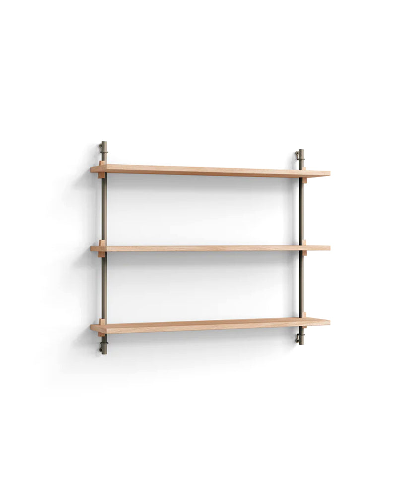 Wall sales rack in oak and warm grey