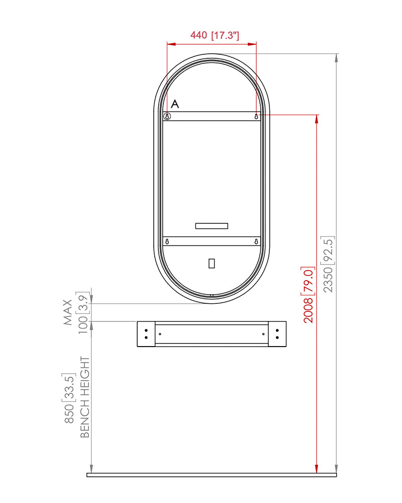 Circa LED - Oval hairdressing mirror - With dimming