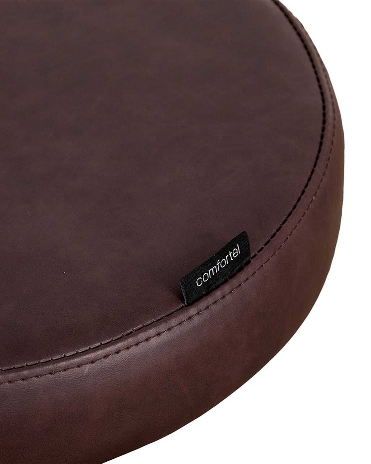 Round Merlot - Brown salon stool with chrome cross base