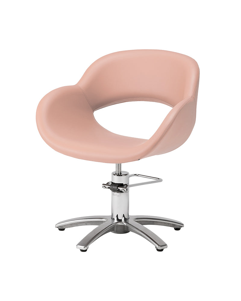 Thea - Pink styling chair with chrome X base