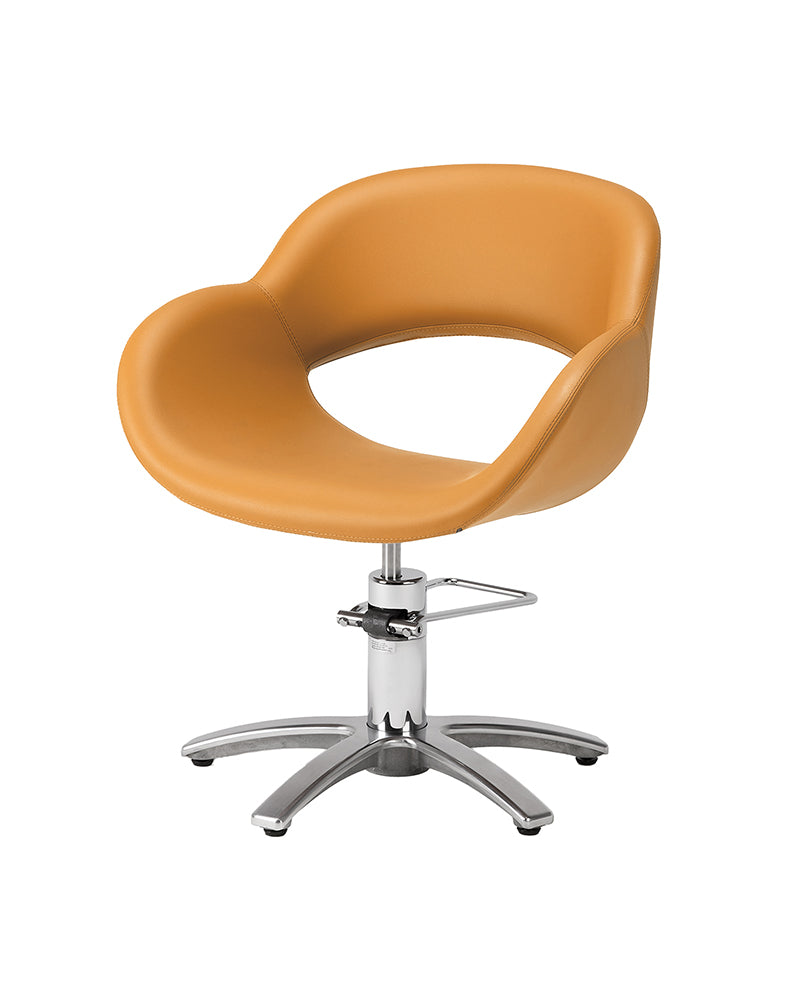 Thea - Orange styling chair with chrome X base