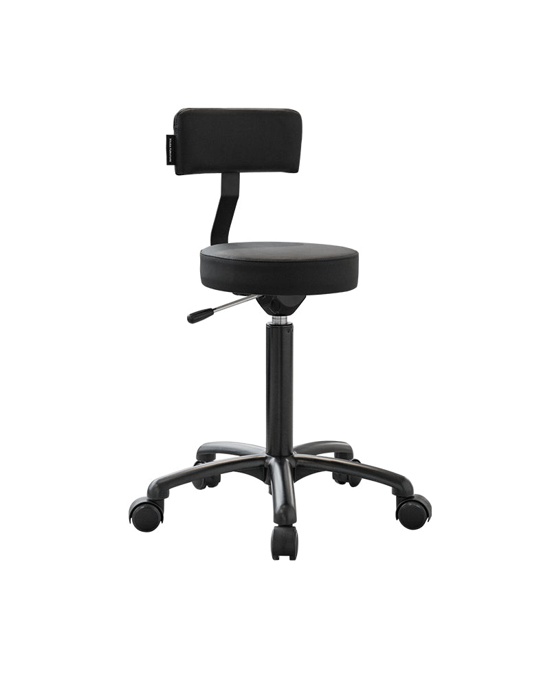 Rolio - black salon stool with backrest