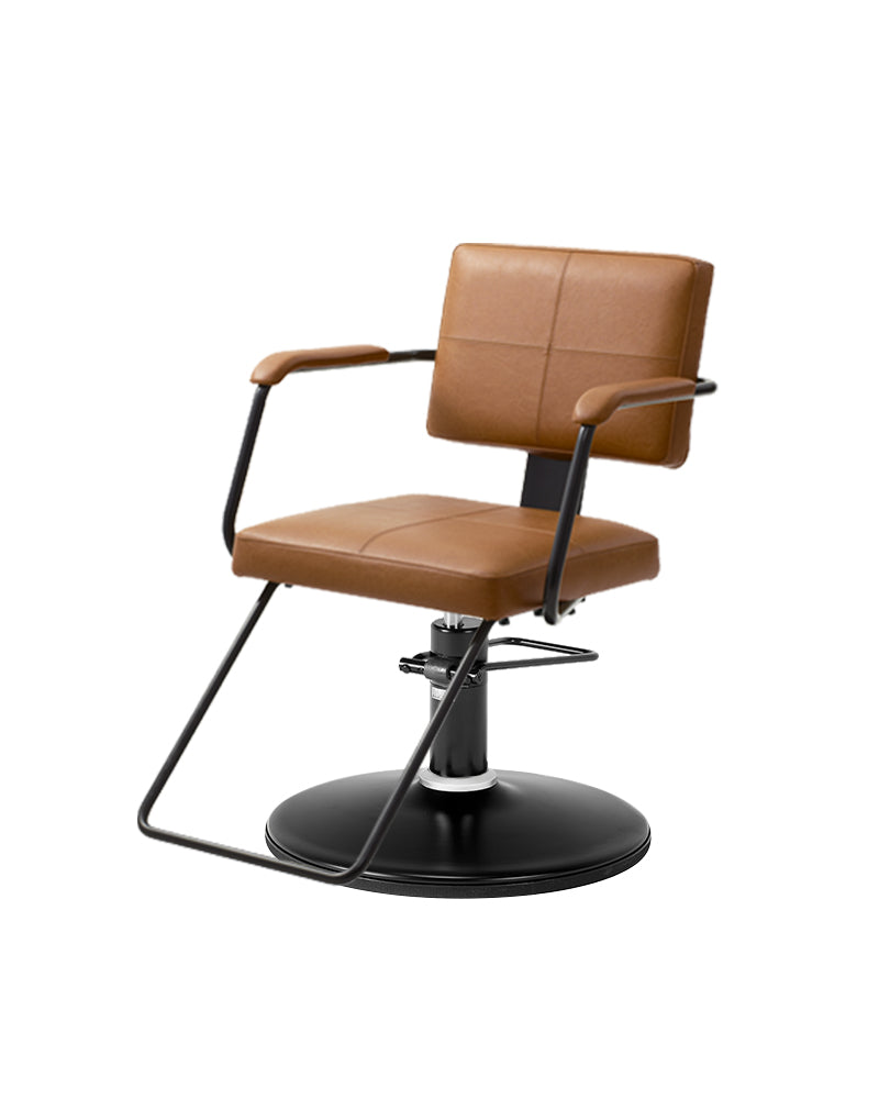 Shiki - Cognac styling chair with footrest and black O base