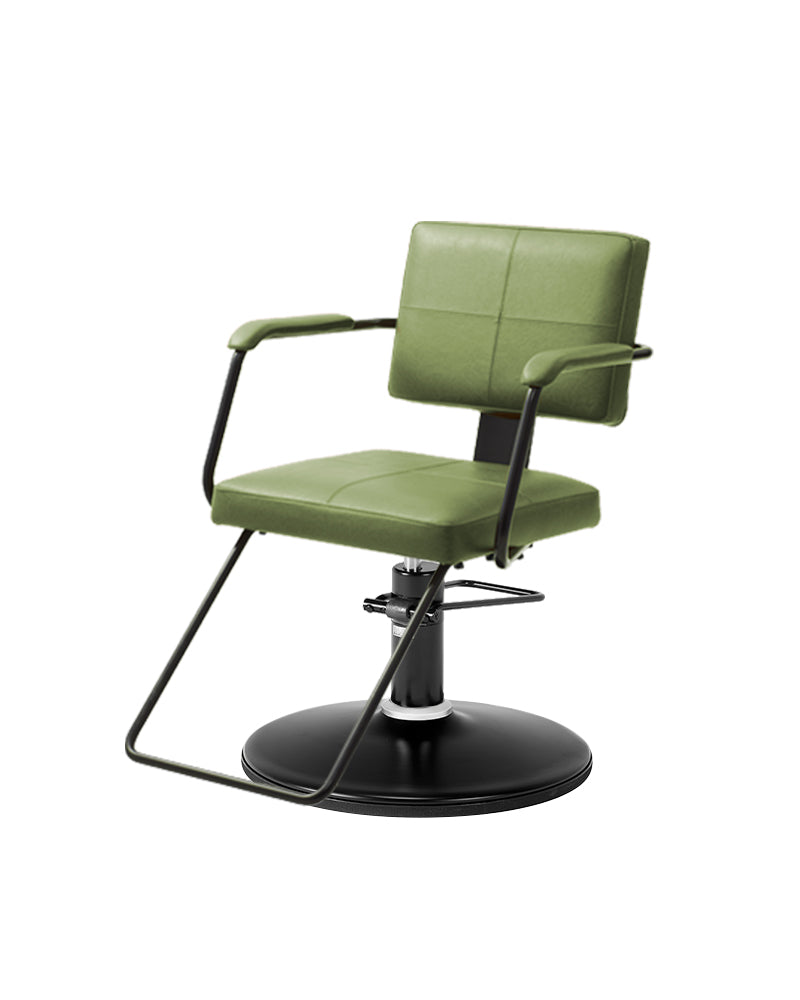 Shiki - Green styling chair with footrest and black O base
